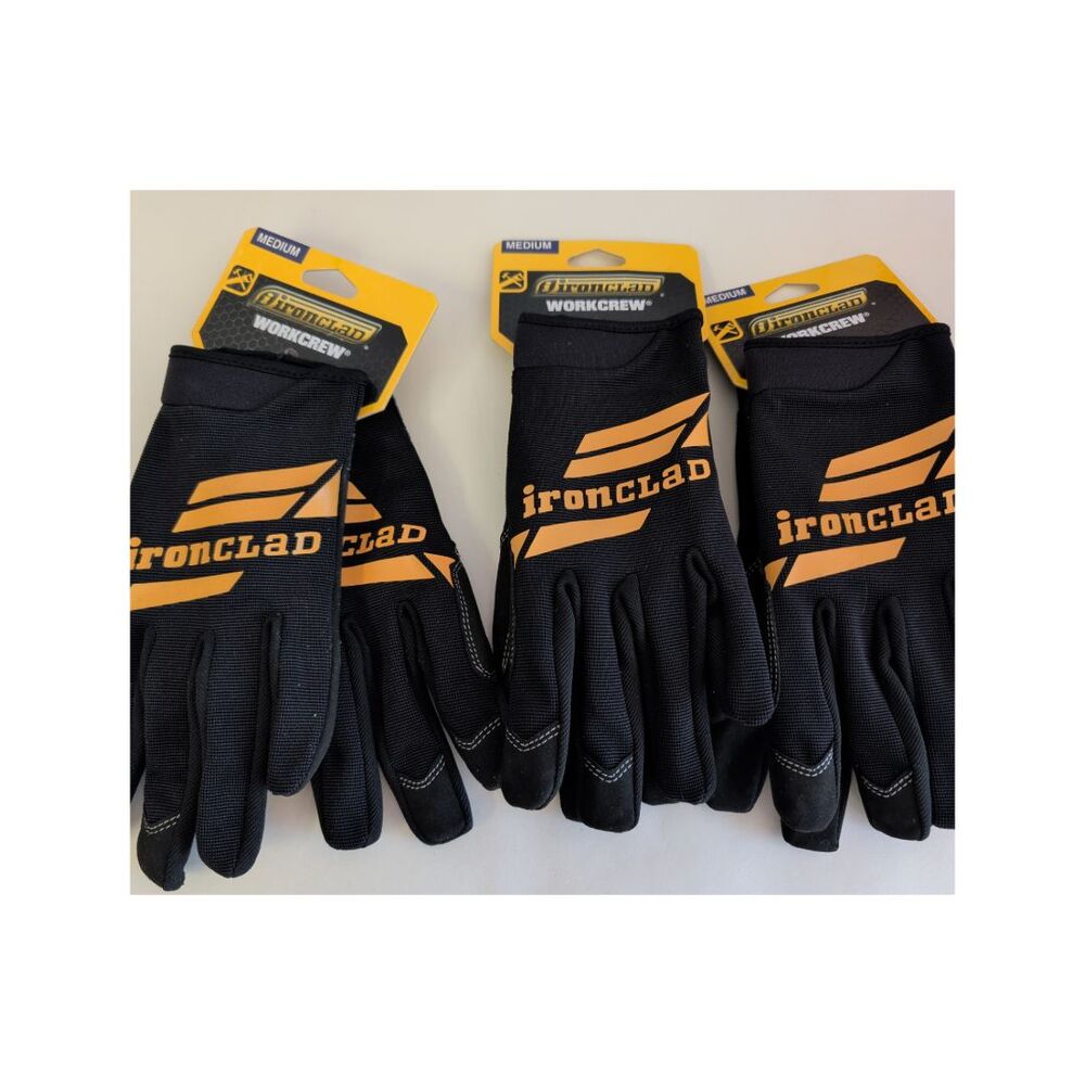 Three pairs of Ironclad Workcrew Gloves Medium New - WCG-03-M